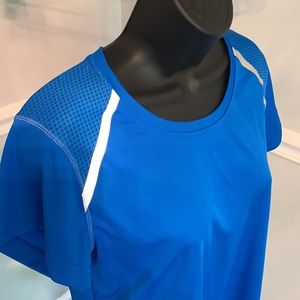 bcg Blue Short Sleeve Active Tee with White Accents